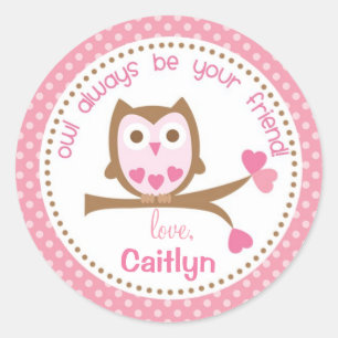 Owl Valentine Stickers Pink Immer dein Freund sein