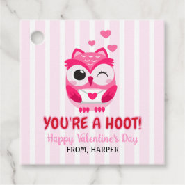 Owl Valentines Pink Hearts Gift Tags Geschenkanhänger
