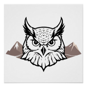 Owl Vector Art Animal Modern Urban City Grafik Poster