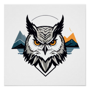Owl Vector Art Animal Modern Urban City Grafik Poster