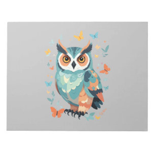 Owl Vector Painting Adorable Fun Animal Playing Notizblock