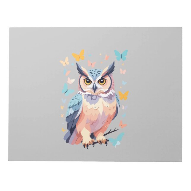 Owl Vector Painting Adorable Fun Animal Playing Notizblock (Vorderseite)