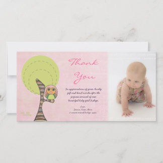 Owl Vielen Dank für Ihr neues Baby Girl Ankunft Ge Dankeskarte