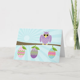 Owl Ways Thinking Sie beim Ostervergnügen und Nied Feiertagskarte
