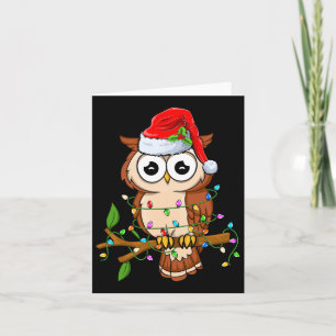 Owl Wear Weihnachtsmannmütze Xmas - Birds Owl Love Karte