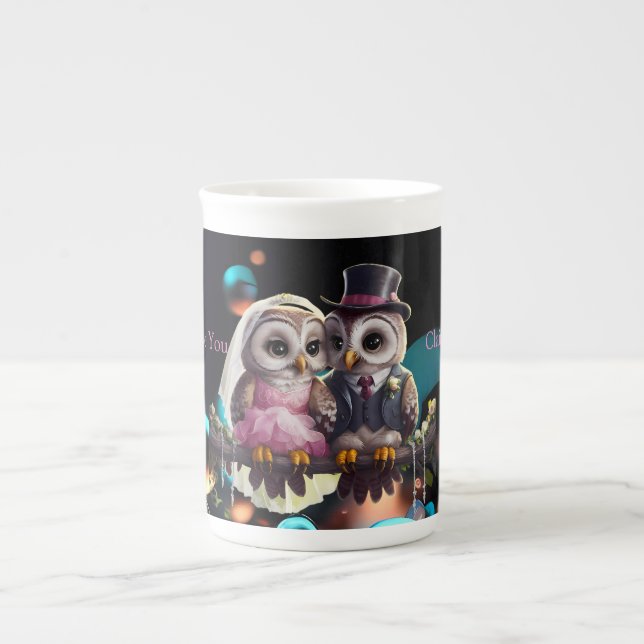 Owl Wedding Personalisiert Prozellantasse (Vorderseite)