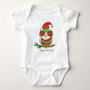 Owl Weihnachten Niedlich Funny Holiday Baby Strampler