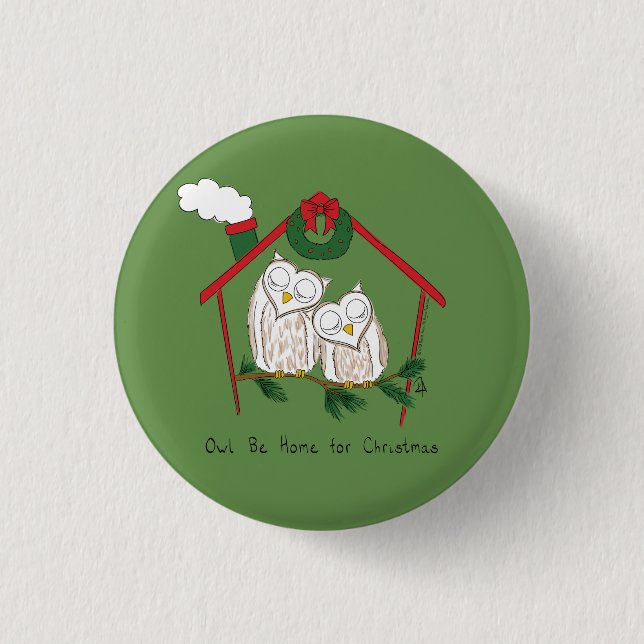 Owl Weihnachten Niedlich Funny Holiday Button (Vorderseite)