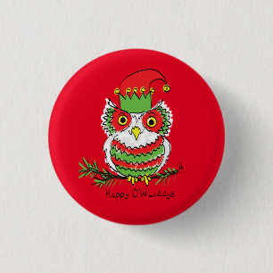 Owl Weihnachten Niedlich Funny Holiday Button