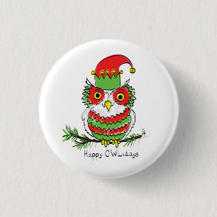Owl Weihnachten Niedlich Funny Holiday Button