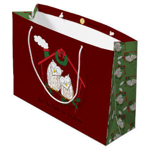Owl Weihnachten Niedlich Funny Holiday Große Geschenktüte