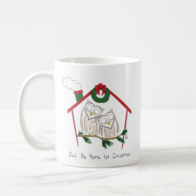 Owl Weihnachten Niedlich Funny Holiday Kaffeetasse (Links)