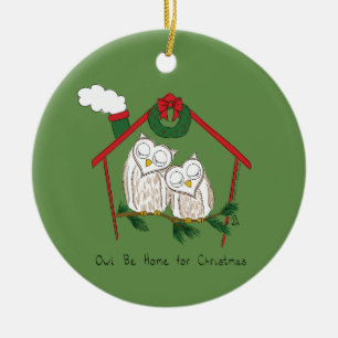 Owl Weihnachten Niedlich Funny Holiday Keramik Ornament