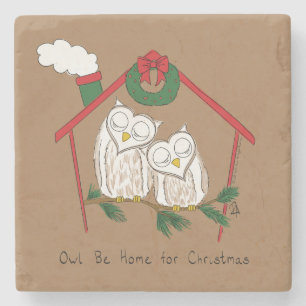 Owl Weihnachten Niedlich Funny Holiday Steinuntersetzer