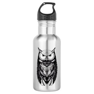 Owl Wild Animal Nature Illustration Art Edelstahlflasche