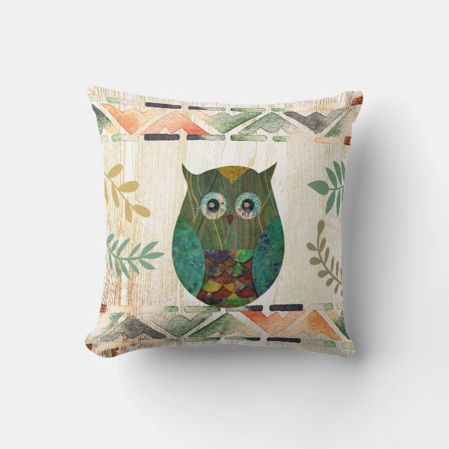 Owl Wisdom Stammmotif Kissen (Vorderseite)
