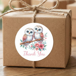 Owl Woodland Boho Country Wedding Thank You  Runder Aufkleber
