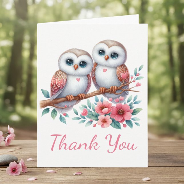 Owl Woodland Boho Rustic Country Thank You Wedding Dankeskarte (Von Creator hochgeladen)