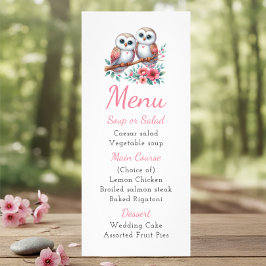 Owl Woodland Boho Rustic Country Wedding Menu Werbekarte