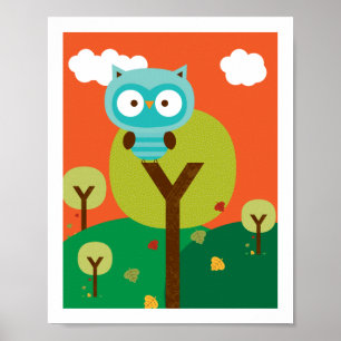 Owl - Woodland Friends Kinderzimmer Wall Art Poster