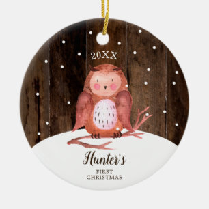 Owl Woodland Personalisiert Baby's First Christmas Keramik Ornament