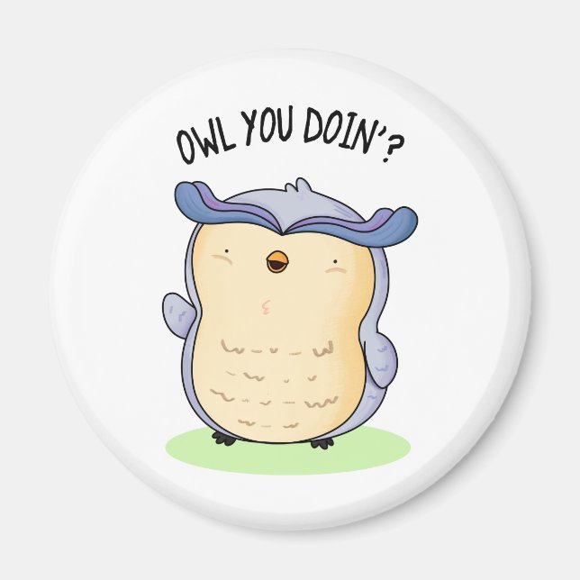 Owl You Doin Funny Bird Puff Magnet (Vorne)