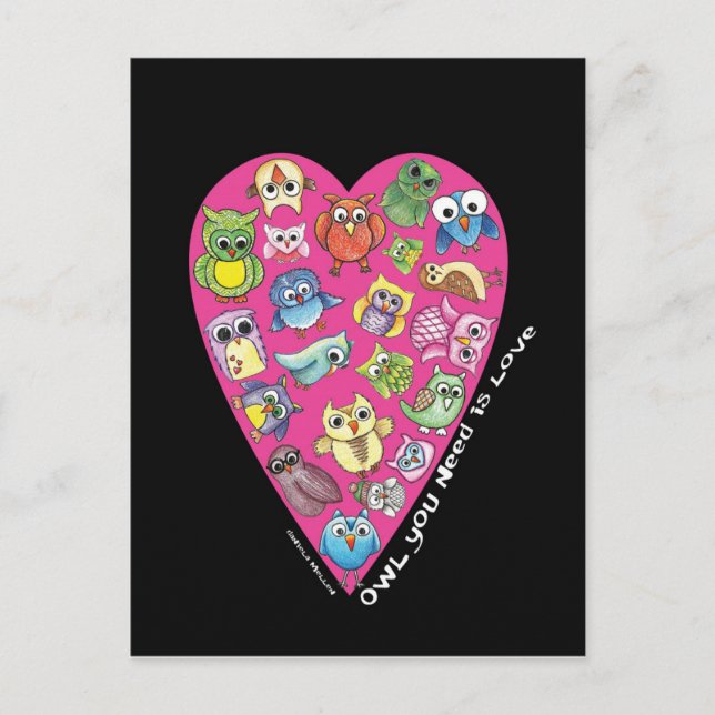 "Owl You Need is Liebe" Postkarte Nr. 3 (Vorderseite)