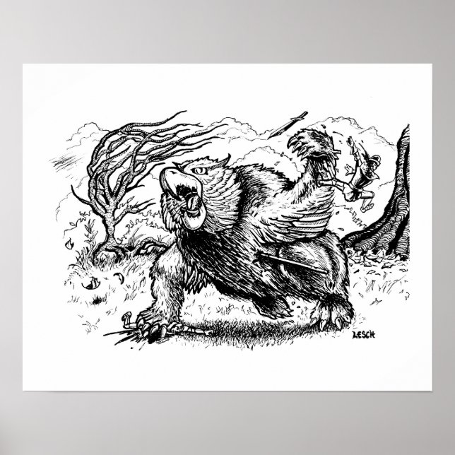 "Owlbear attack" - Illustration von Tracy Lesch Poster (Vorne)