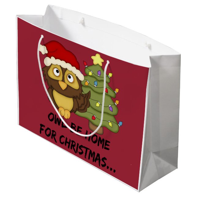 OwlBeHome4Christmas Große Geschenktüte (Rückseite Schrägansicht)