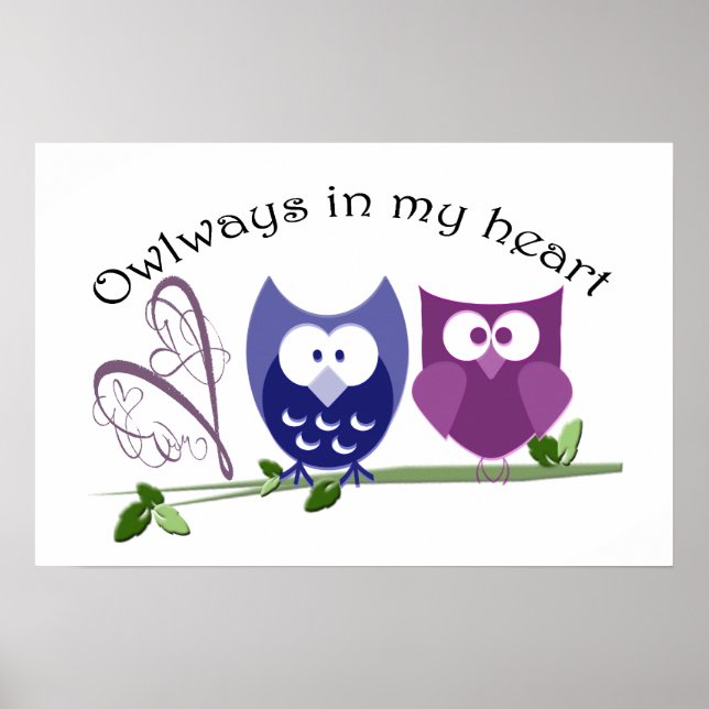 Owlen in meinem Herzen, niedliches Owls-Poster Poster (Vorne)