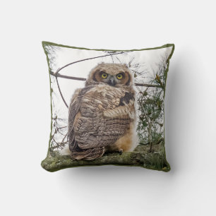 Owlet auf einer Kiefernstrasse Kissen