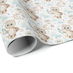 Owlet Niedlich Baby Pastell Wasserfarben Muster Geschenkpapier