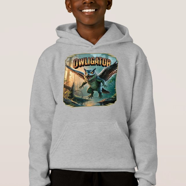 Owligator Illustration – Owl Alligator Funny Scary Hoodie (Vorderseite)