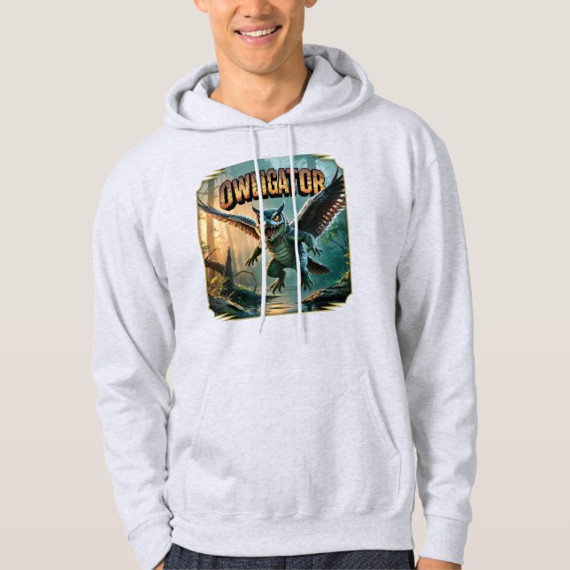 Owligator Illustration – Owl Alligator Funny Scary Hoodie (Vorderseite)