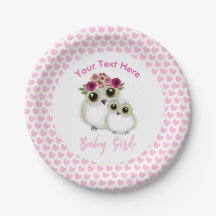 Owls Baby Shower Girl Pink Whimsical Personalisier