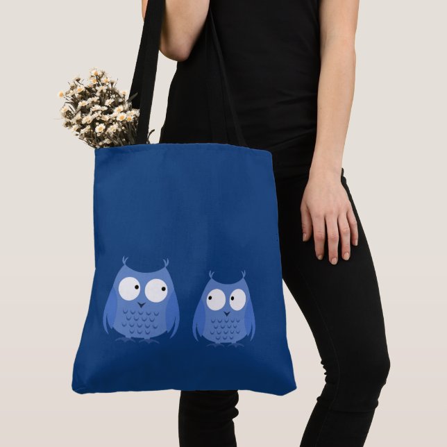 Owls Birds Funny Niedlich Blue Cartoon Tiere Girly (Von Nahem)