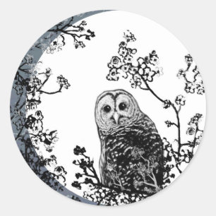Owls Birds Nature Wildlife Moon Stickers