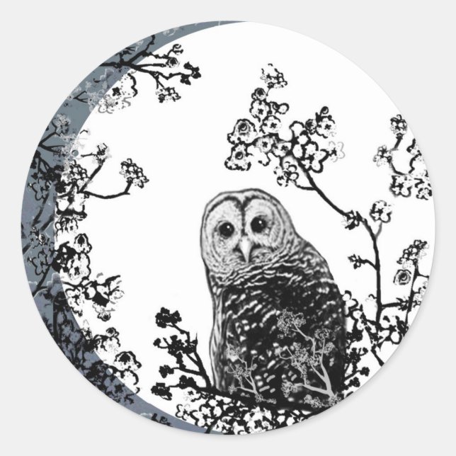Owls Birds Nature Wildlife Moon Stickers (Vorderseite)