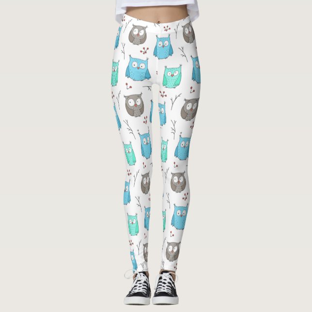 Owls & Branches-Muster Leggings (Vorderseite)