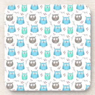 Owls & Branches Pattern Beverage Coaster Getränkeuntersetzer