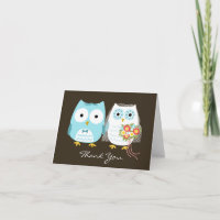 Owls Bride und Groom Newlyweds Wedding Vielen Dank