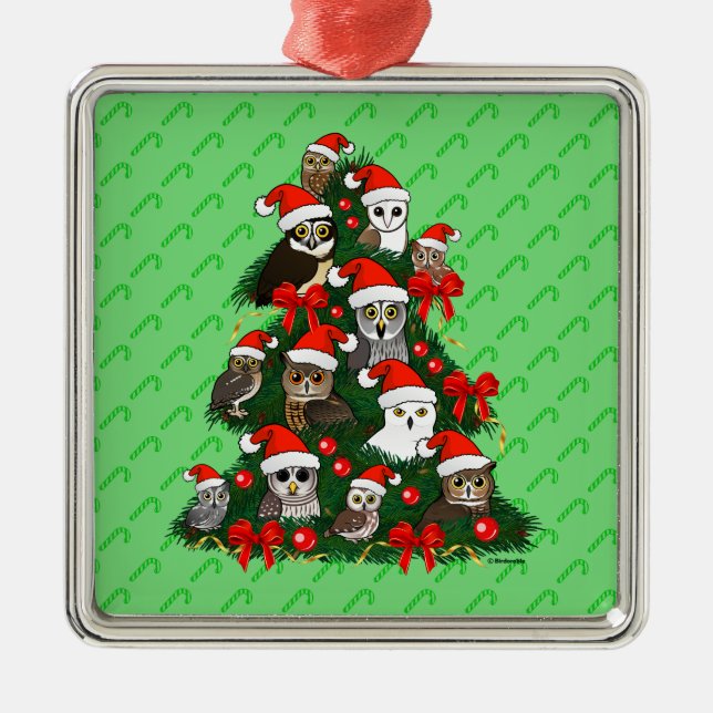 Owls Christmas Tree Ornament Aus Metall (Vorne)