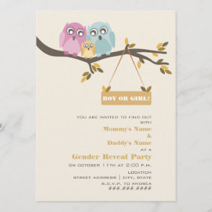 Owls Fall Geschlechtsspezifische Party Einladung