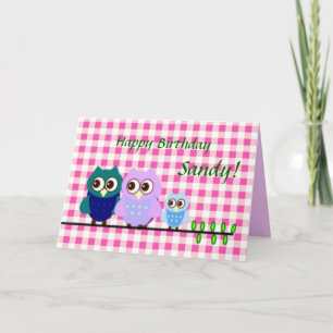 Owls Family Birthday Card Karte