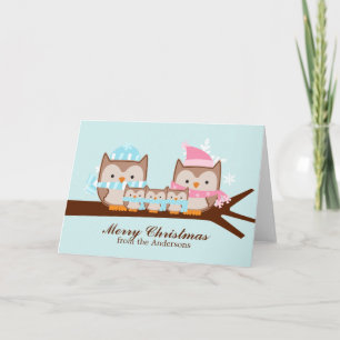 Owls Family Weihnachtskarten Feiertagskarte