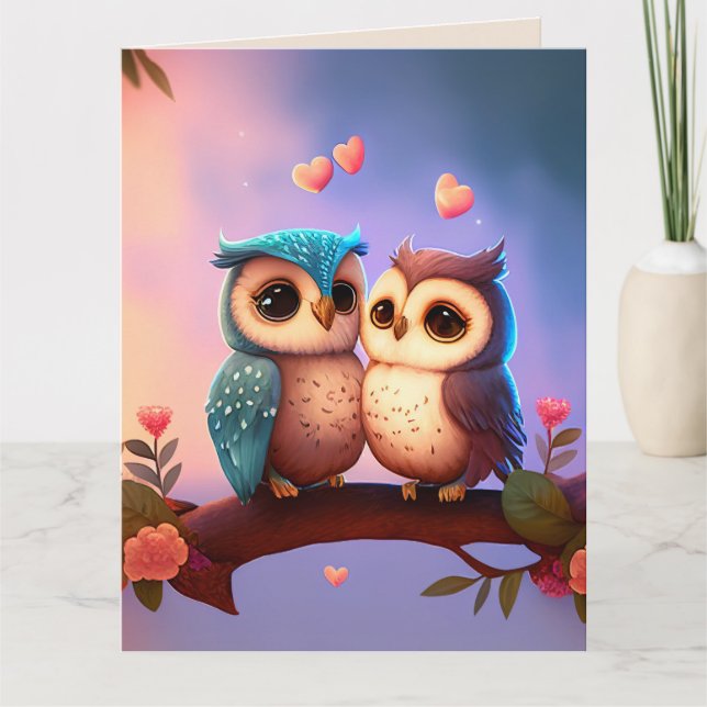 OWLS GLÜCKLICH BIRTHDAY SWEETHEART GREETING CARD KARTE (Vorderseite)