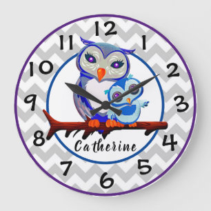 Owls Große Wanduhr