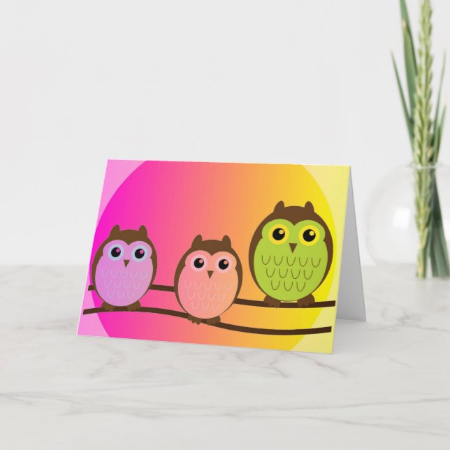 Owls Grußkarte Karte (Vorderseite)