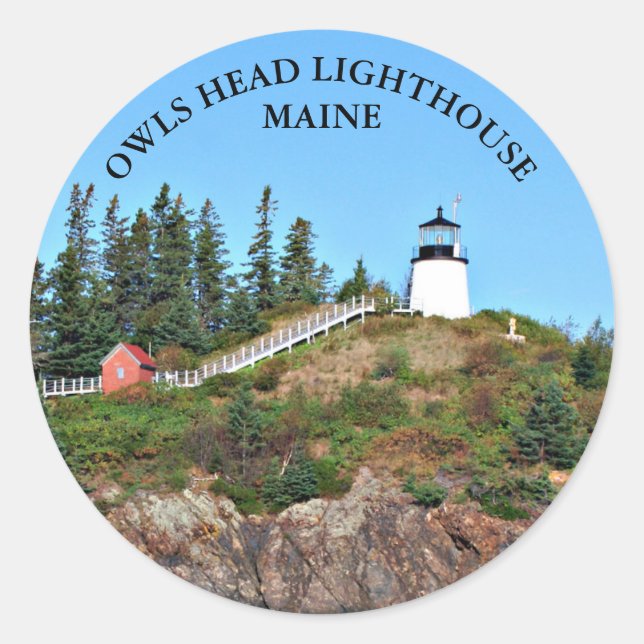 Owls Head Lighthouse, Maine Round Stickers (Vorderseite)
