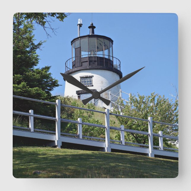 Owls Head Lighthouse, Maine Wall Clock Quadratische Wanduhr (Vorderseite)